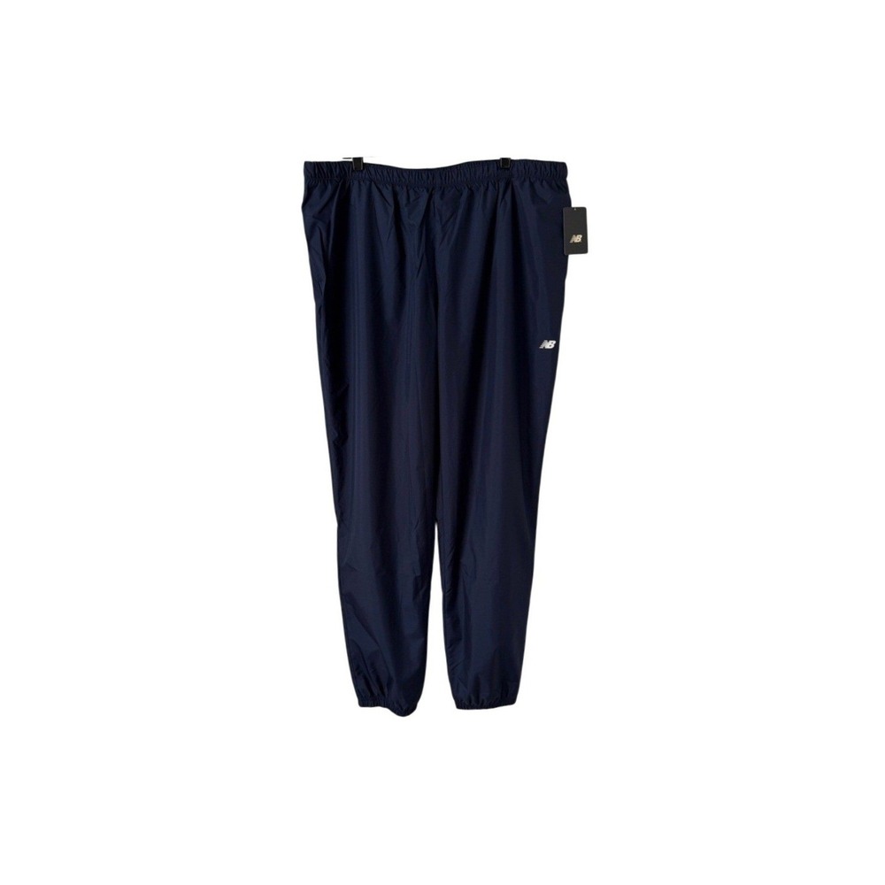 New Balance Navy Mens Essential Jogger Pants Cuffed Elastic Ankle Lined Athletic